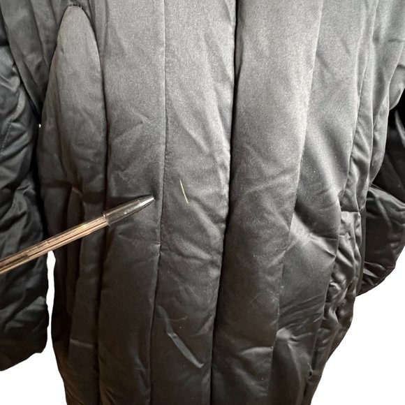 Calvin Klein Puffer Jacket Womens XL Black Down Puffer Faux Fur Lined Hood Parka - Picture 7 of 16